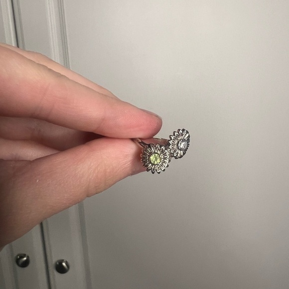Sunflower Toi Et Moi Diamond Peridot 14k White Gold Ring 5 - Picture 5 of 13